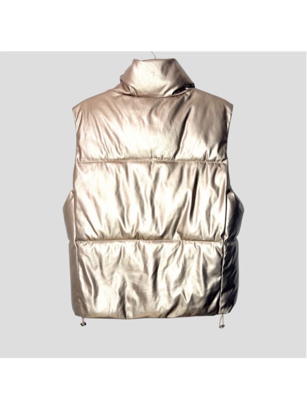 Softy Metallic Champagne Gold Puffer Vest Small Techwear Cyber Y2K Futuristic - Picture 4 of 7